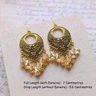 Gold Filigree Dangle Earrings     Vintage Boho Crystal Statement Ethnic Jewelry