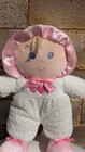 9  Babies R Us Lovey Baby Doll White Pink Hearts Rattle Stuffed Animal Plush Toy