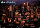 Vintage Continental Postcard Aerial View Downtown Evening Los Angeles Ca