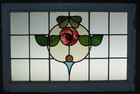 Mackintosh Rose Old English Leaded Stained Glass Window Transom 33 25  X 22 25 