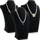 3 Pcs Velvet Necklace Display Bust Stand - Black Jewelry Organizer For Trade Sho