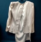 Vtg Patra Blue silver Satin Beaded Blouse Top   Skirt Evening Set Women s Sz 6
