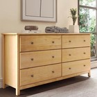 Modern Farmhouse Double Dresser Wide Chest Of Drawers Bedroom Solid Wood Natural