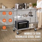 Kitchen Utility Cart 3 Tiers Wire Rolling 661lbs Capacity Indoor Outdoor Steel