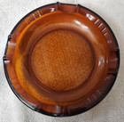 Beautiful --vintage Deep  Amber Round Glass Ashtray 6   