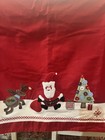 Pottery Barn Christmas Table Cloth 66x66 Red With Santa  Deer  Tree Appliqu  s