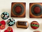 Colorful Lot Of Vintage Painted And Carved Wood Buttons