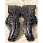 Dansko Professional Black Embossed Floral Tooled Leather Clogs Shoes Womens 38