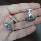 Sterling Silver Textured Elephant Cuff Links - One Pair 24mm X 15mm