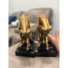 Vintage Art Deco Greyhound Whippet Dog Bookends Cast Metal Gold Pair