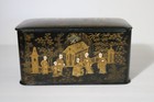 Nice Antique 19thc Chinese Black Lacquer Tea Caddy Box