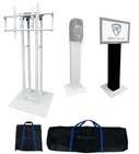 2 Rockville Rtp33-tv Totem Dj Speaker lighting Stands W tv Mount white Dj Facade