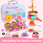 46pcs Princess Tea Party Set For Little Girls - Kids Kitchen Pretend Play Toys -