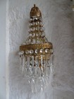 French 1 Of Gorgeous Wall Light Bronze Brass Crystals Pretty Decoration Vintage