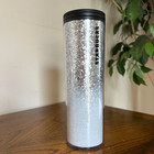 Starbucks Ombre Silver Glitter Cup Hot Cold Tumbler Thermos Lid 16 Oz New 2017