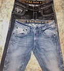 2 Pr Rock Revival Men s Wendell Boot Cut   Tomshi Straight Cut Jeans  Jean 33