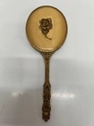 Vintage Ornate Vanity Set W hand Mirror  Hair Brush   Comb     Rose Motif gold Ton