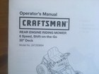 Owner   s Manual Sears Craftsman 6-speed Rear Engine Riding Mower Model 247 203694