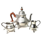 Vintage Williamsburg Kirk Stieff Pewter Coffee Tea Set Of 3 Sugar Cream