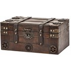 Vintage Treasure Chest Wooden Box W  Lock Multifunctional Storage Jewelry Crafts