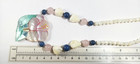 Lee Sands Mop Mosaic Hibiscus Flower Rose Quartz Mop Bead Necklace   18 Inch