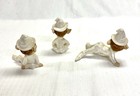 Vintage Set Of 3 Lefton Iridescent White Pixie Elf Whimsical Figures Japan