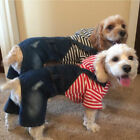 Pet Dog Jumpsuit Denim Jacket Clothes Stripe Jean Overalls Puppy Cat Hoodie Coat