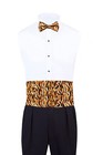 Men s Tiger Animal Print Cummerbund Bow Tie Hanky Set Formals Parties Weddings