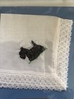 Embroidery Scottie Lace Edge Handkerchief  Unused 