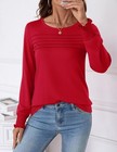 Lomon Women Tops Long Sleeve Blouses Dressy Casual Crewneck Pleated Tunic Shirts