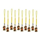 10 Lucky Gold Cat Bell Charms Kitty Maneki Neko Brass Hanging Phone Strap Set