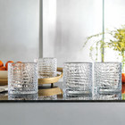 Dof Set Of 4 Clear 13oz Drinking Glasses Patent Crackle Textured Design Double O