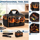 17 Inch Electrician Tool Bag 46 Pockets 1200d Oxford Folding Black 55 Lb