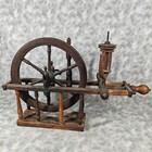 Antique 1890s Tabletop Spinning Wheel Head Flyer   Whorls Works Smooth 25in Wood
