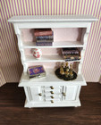 Vintage Dollhouse Miniature White Hutch W accessories 1 12 Scale - 11 Pieces