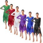 Women Dancewear Party Dresses Tango Dress Elegant Latin See-through Shiny Sexy