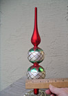 13  Tall Red Green Mercury Glass Double Ball Vtg Xmas Tree Topper Gold Glitter