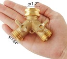 Garden Hose Splitter 2 Way Heavy Duty Solid Brass Y Splitter With Shutoff Valve