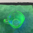 Vintage Kellogg s Green Uranium Depression Glass Measuring Cup Three Spout 1930s