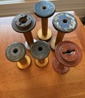 Vintage Industrial Wooden Textile Spools      6 Early 20th Century Mill Bobbins