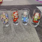 Vintage Lot Of 4 Set Alvin And The Chipmunks Glass Tumbler Chipettes