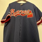 Vintage Atlanta Braves Majestic Mlb Baseball Jersey Adult Size Xl Dark Blue