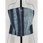 Miaou Riley Zip Front Cotton Corset Top Blue Xs