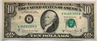1981a  10 Federal Reserve Note Error Wet Ink Transfer Rare   free Shipping