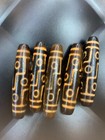 5 Pcs Unusual Pure Tibetan Old Natural Agate Dzi  9eyed  Beads          