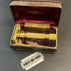 Vintage Gillette Aristocrat Gold Safety Razor   Blade Holder In Box