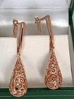 Vintage 1990-s 14 Ct Rolled Gold Long Solid Light Earrings-hallmarked 585 Rg