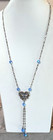 Silver Tone Art Nouveau Style Blue Glass Bead Fringe Bolero Heart Necklace