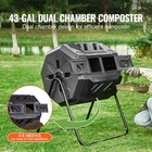 Compost Bin 43 Gal Dual-chamber Composter Tumbler Rotating Sliding Doors Garden