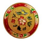Lovely  Antique Button Metal French Champleve Enamel Tiny Roses Estate 19th C